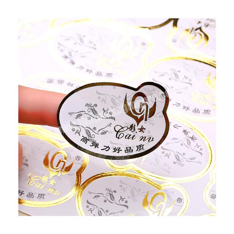 Oval shape gold foil hot stamped coated paper self-adhesive label stickers