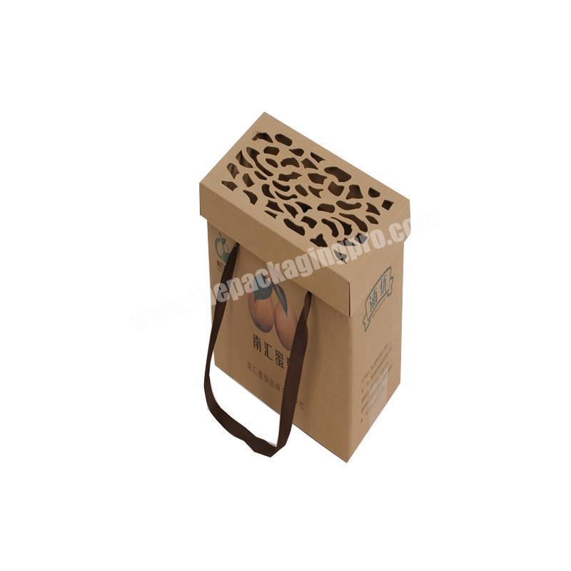 Oversized Square Folding Portable Gift Fruit Box Snacks Printed Corrugated Box With Hollow Lid