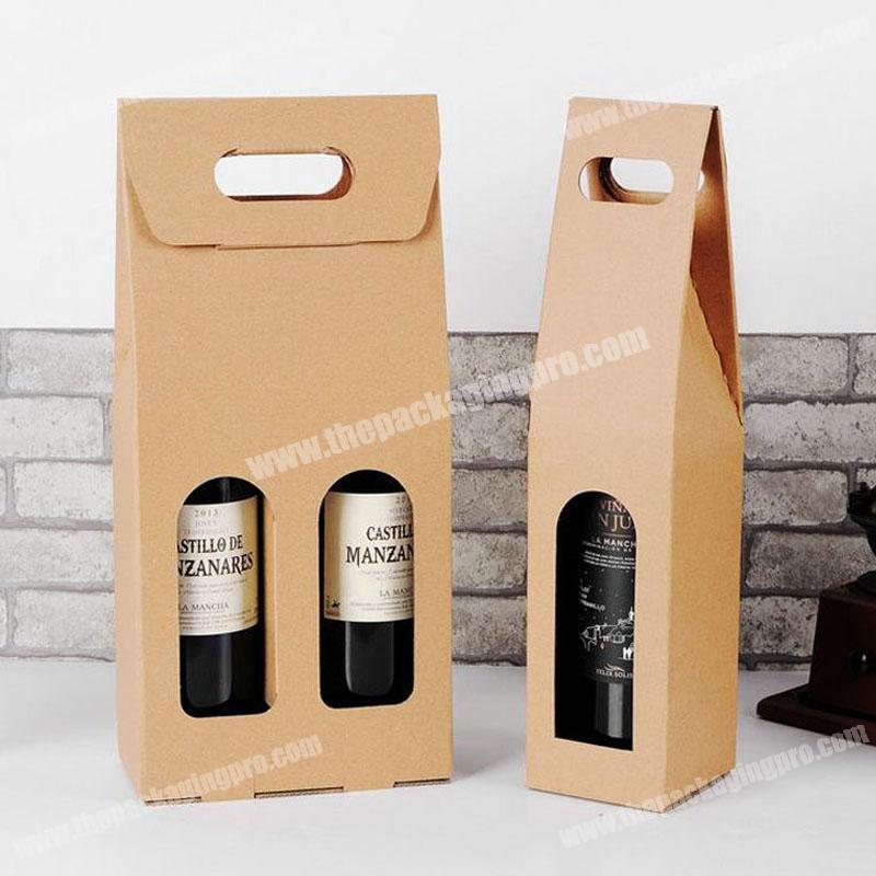 Pack kraft paper wine bottle  pack carrier custom cardboard box