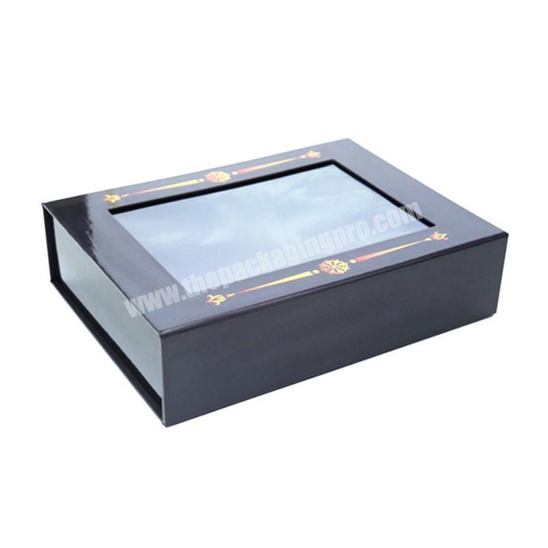 packaging box with clear window in black color