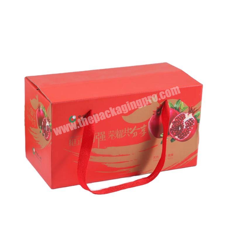 Packaging boxes manufacturer Top and middle open corrugated paper box big size red fruit packaging box with paper tray