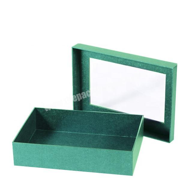 packaging cardboard square green display party clear gift boxes with lid