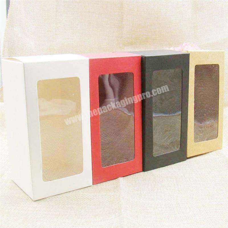 Packaging use kraft paper clear gift box with pvc window design