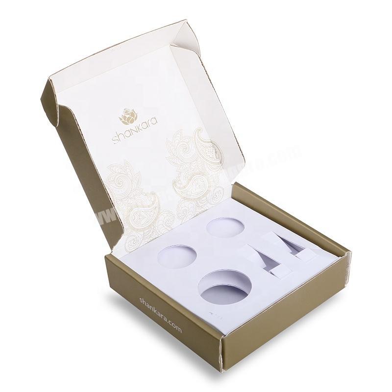 Pantone gold printing luxury rose skin care set folding packaging corrugated box