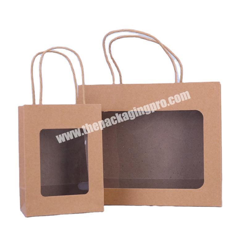 paper bags custom logo kraft with clear window promotion gift packaging bags