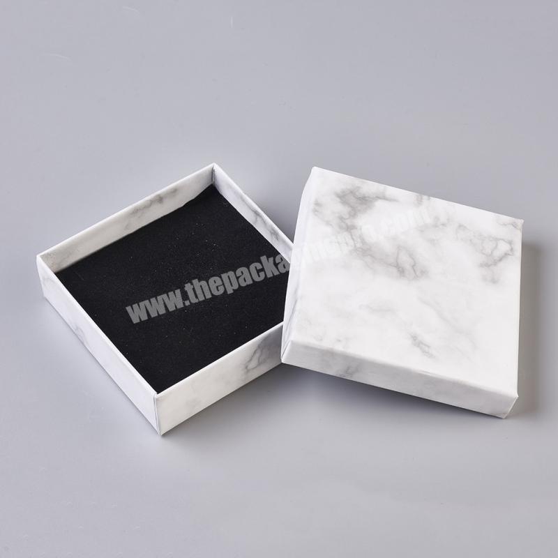 Paper Cardboard Jewelry Boxes Storage Display Carrying Box For Necklaces Bracelets Earrings Square Rectangle Marble White