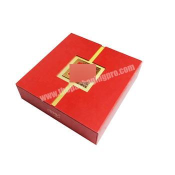 paper custom Chinese bright red printing cardboard festival holiday rigid gift packaging box with compartments and cells