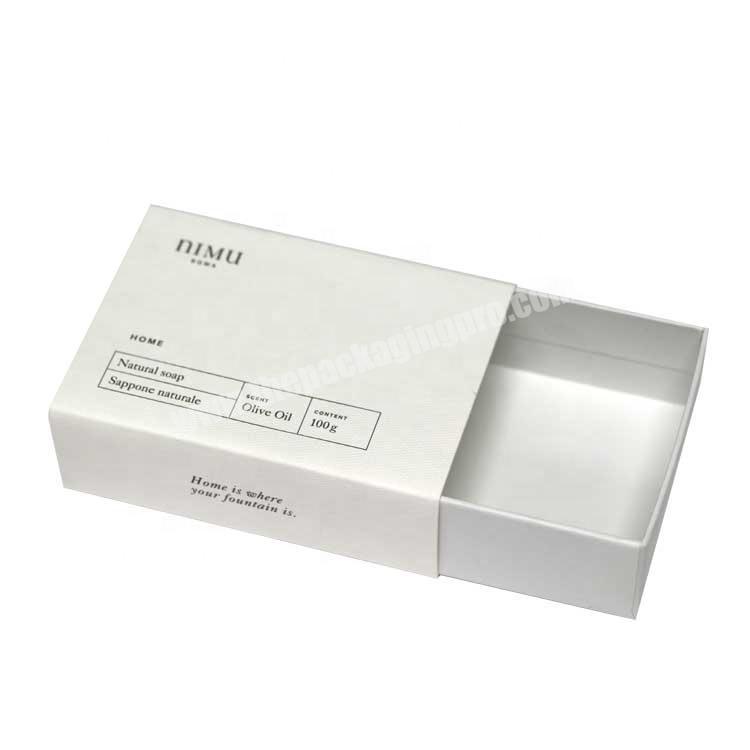 Paper drawer style slide open premium box packaging for soap and oil