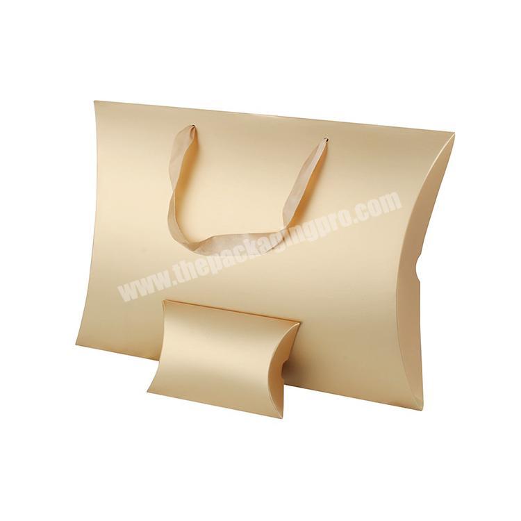 Paper Foldable Plain Custom Printed Handle Clothing Cardboard T Shirt Packaging Logo Gift Shape Small Pillow Box With Ribbon