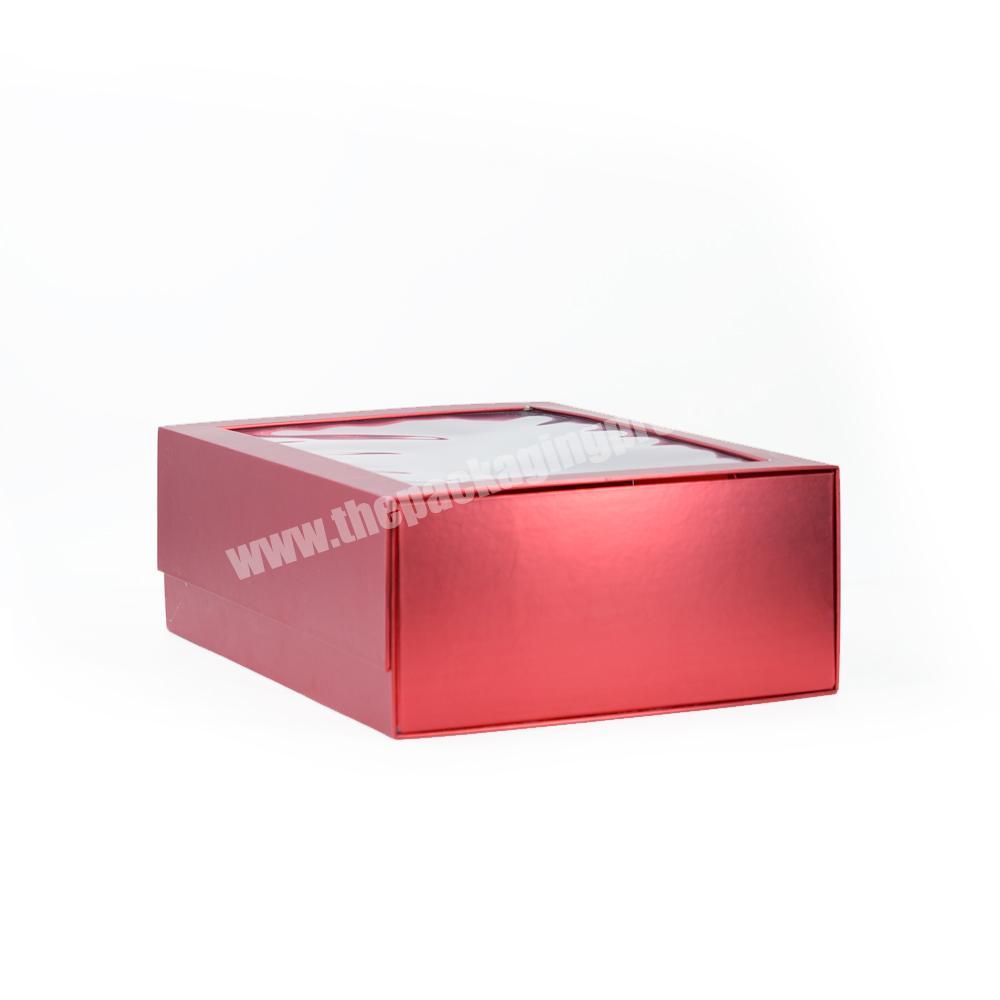 Paper Material and Paperboard Paper Type apprarel red gold gift box with a pvc window