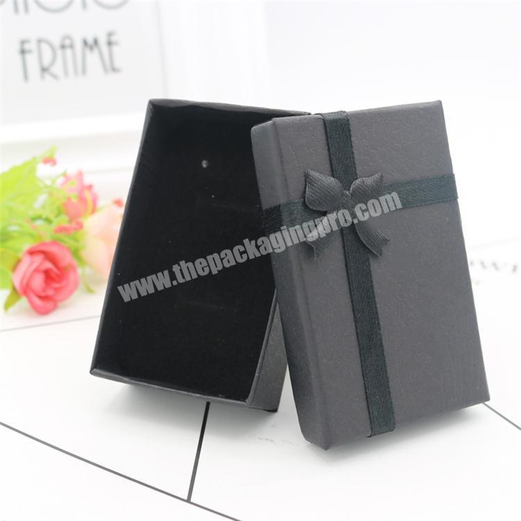 Paper Packaging Box Manufacturer Ribbon Bow Present Black Cardboard Gift Packing Box