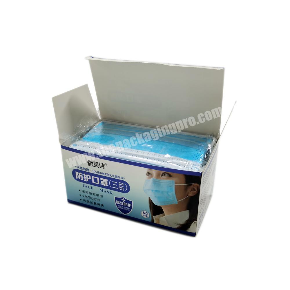 Paper Packaging Custom Printed Cardboard Disposable Sheet Gauze Respiratory Face Mask Packing Box
