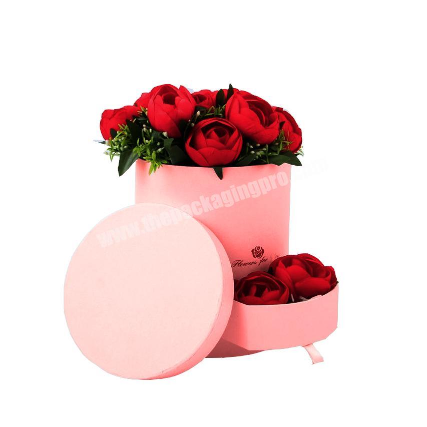 Paper packaging flowers gift flower box luxury round cardboard boxes with lid