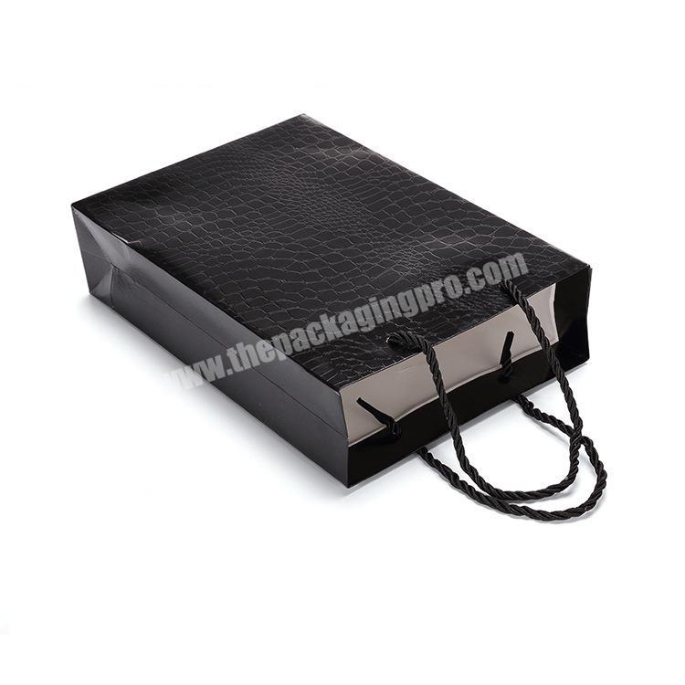 Paper Shopping Bag Luxury Black Shoe Paper Bag With Lamination