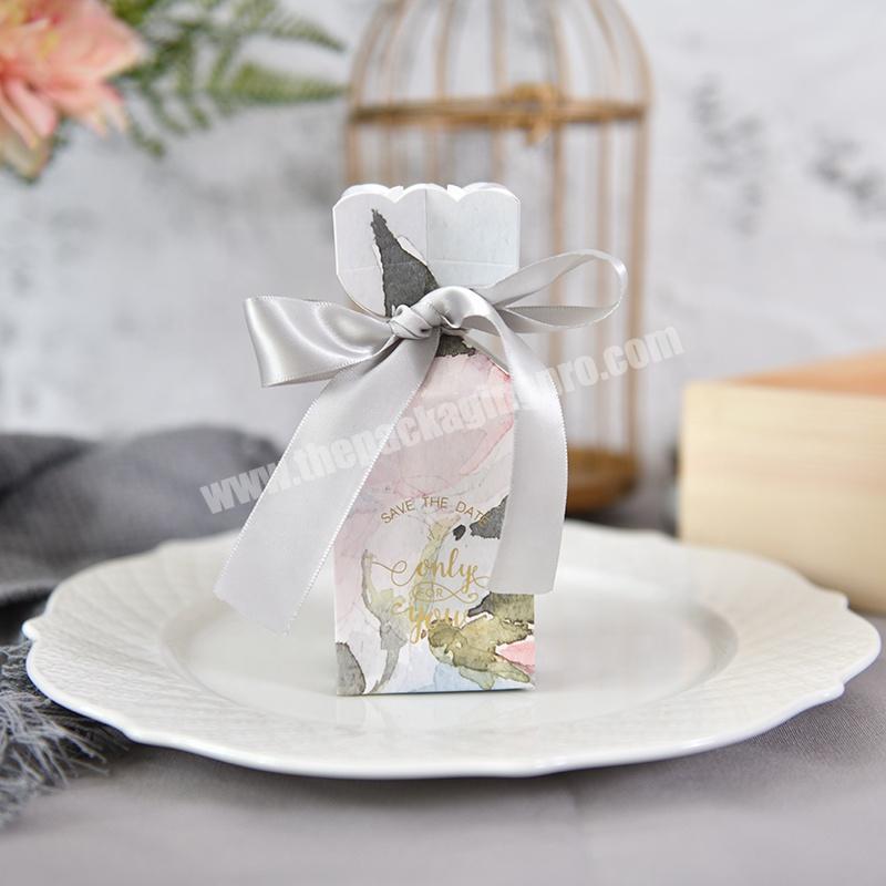 Paper Small Candy Gift Packaging Wedding Candy Box With Ribbon