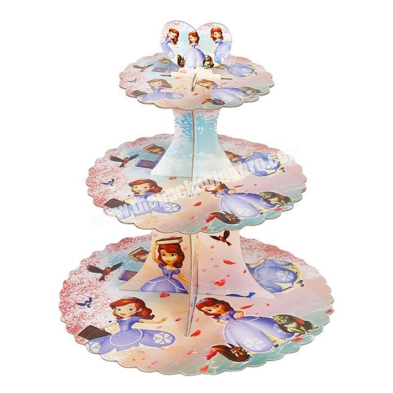Party Disposable Paper Cake Stand 3 Layers Cake Dessert Tray Party Cake Display Stand