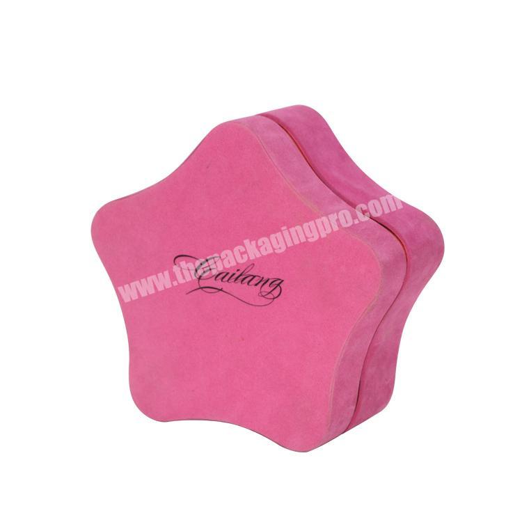 Pentagram Shape Special Design Custom Rigid Paper Gift Box pink velvet Luxury Material Scarf Packaging