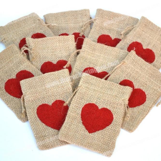 Perfect gift burlap heart printing wedding mini gift bags