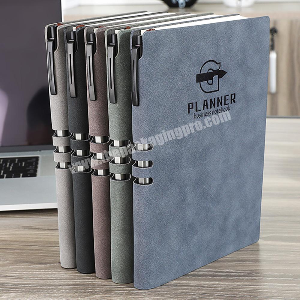 Personal Logo A5 PU Leather Soft Cover Business Office Planner Agenda Notebook With Pen