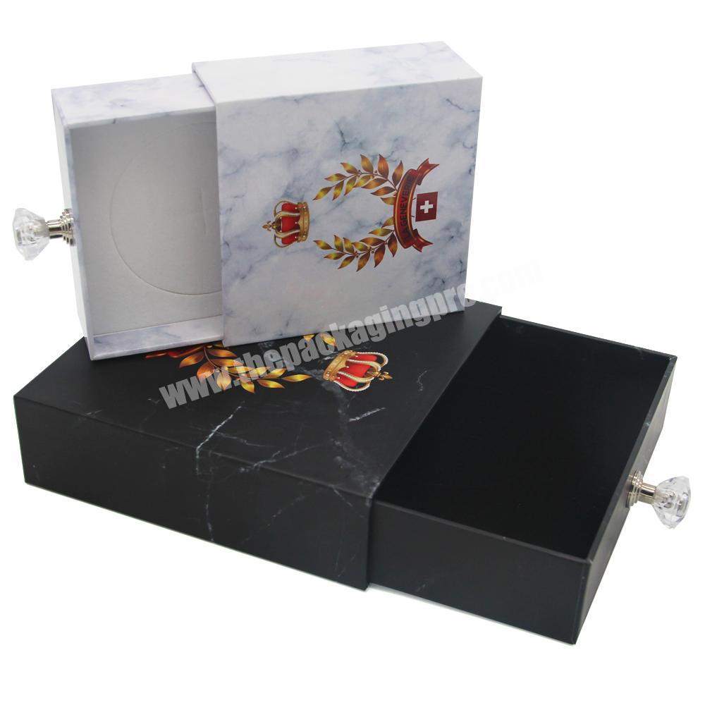Personalised marble print boxes drawer paper box for jewelry packaging