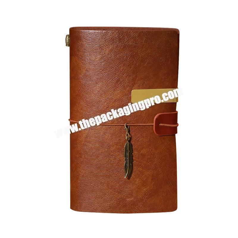 Personalized A5 A6 Pocket Vintage Style Travel's Journal Notebook For Gift Logo Customized Popular Leather Soft Cover Diary