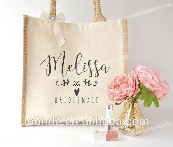 Personalized bridesmaid jute bag wedding gift bag