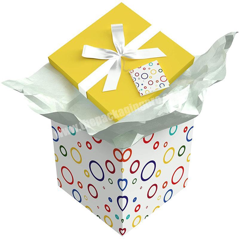 Personalized closure cardboard colorful gift boxes with ribbon closure
