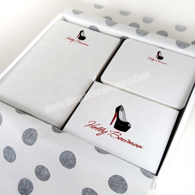 Personalized Custom Shoe Stationary Gift Box of Notepad & Note Cards  Box