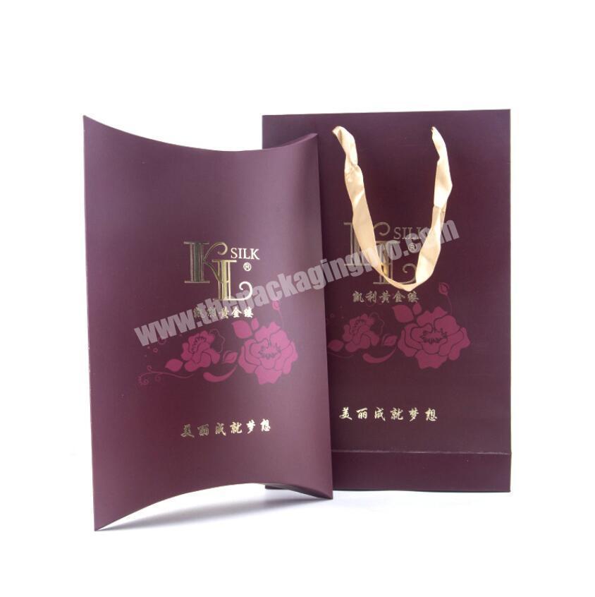 Personalized Design custom logo human hair packaging boxes hair extention box packaging gift large pillow paper bags box