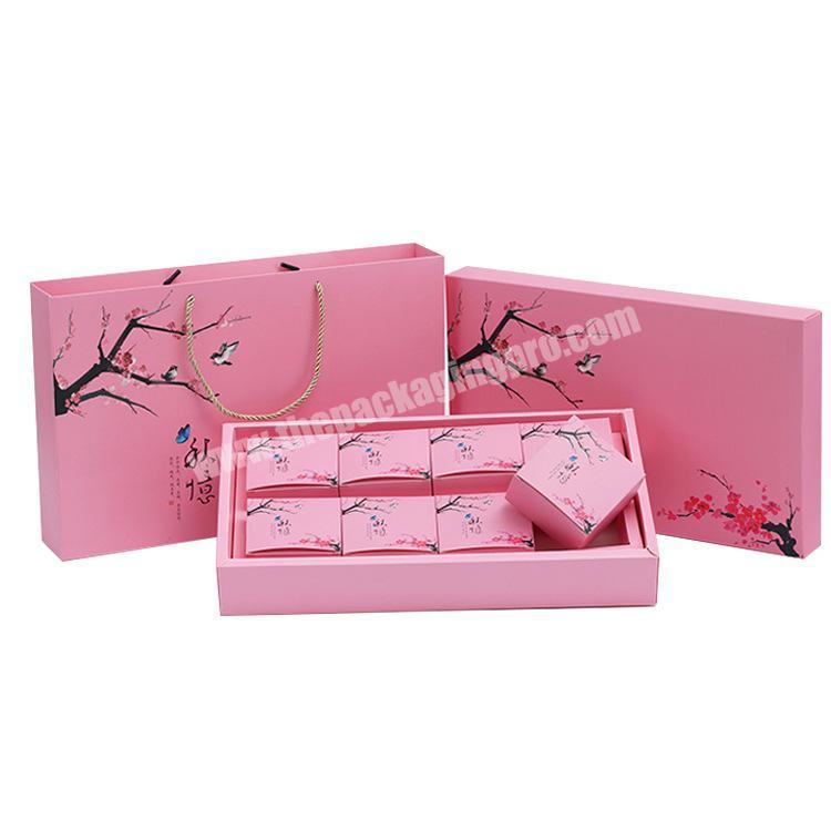 Personalized Design Novel Customized Rose Red Color Tea Packing Box Set With Paper Insert