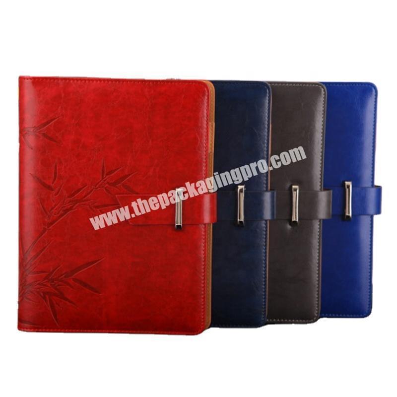 Personalized Engraved Debossed PU Leather Notebook Business Agenda Planner Academic Diary Pen Holder Loose Leaf Binding Journal