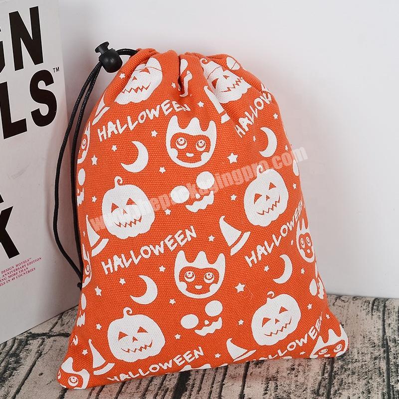 Personalized full-color Halloween canvas drawstring gift packaging bag