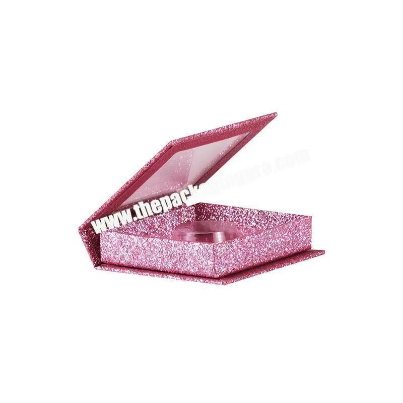 Personalized glitter pink square empty eyelash packaging paper gift box of lashes