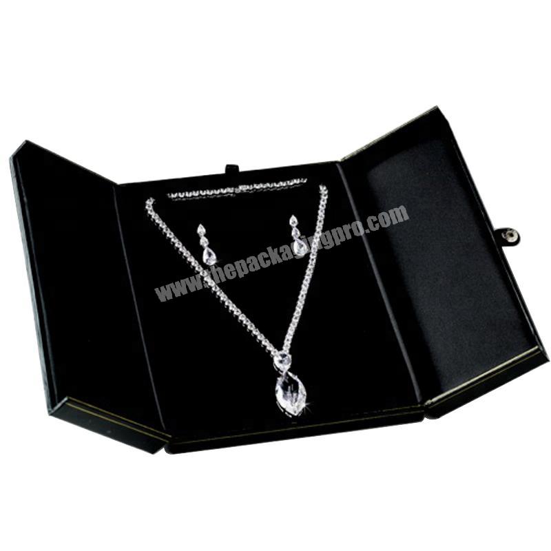 Personalized logo black folding jewellery box for necklace and bracelet