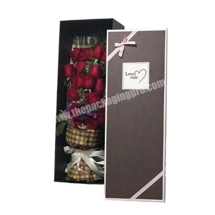 Personalized Luxury Cardboard Paper Packaging Rose Flower Gift Box With Lid