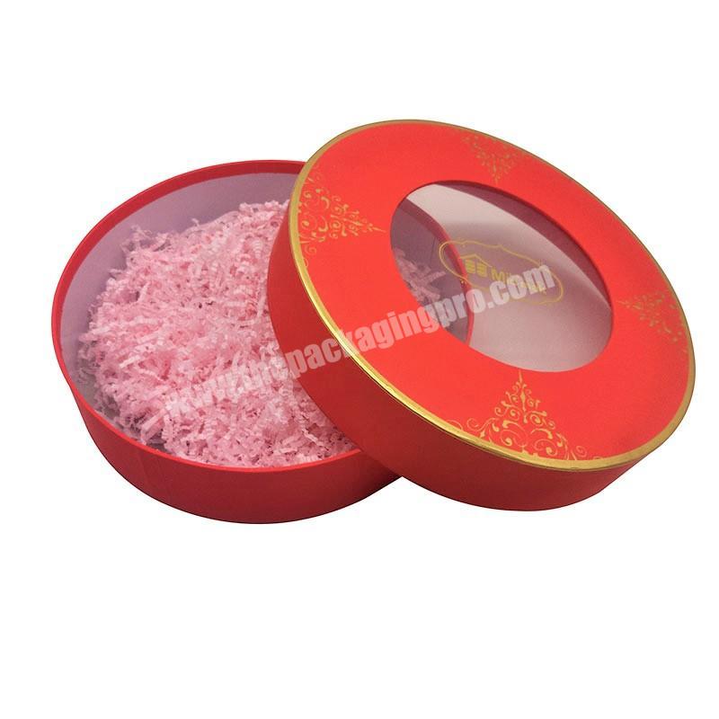Personalized luxury round shape hair extension packaging box with clear window