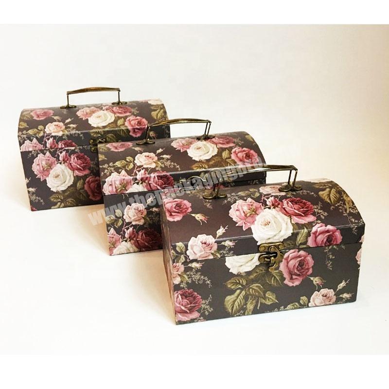 Personalized Oem Odm Print Decoration Cardboard Storage Suitcase Shaped Favor Packaging Gift Box With Handle