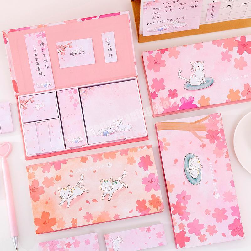 Personalized pink sakura notes sticker set with logo