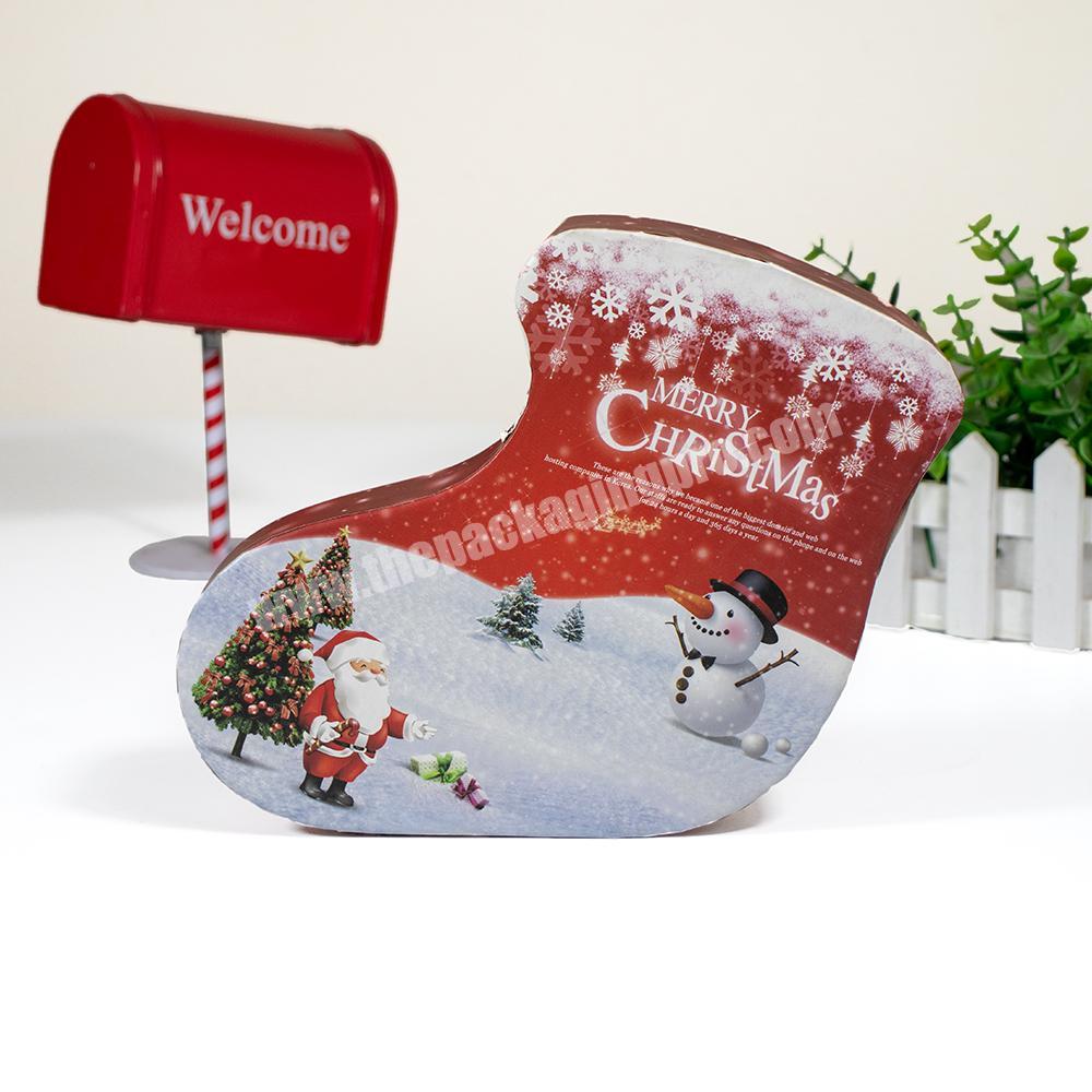 Personalized snowman printing sock shape packing christmas gift box
