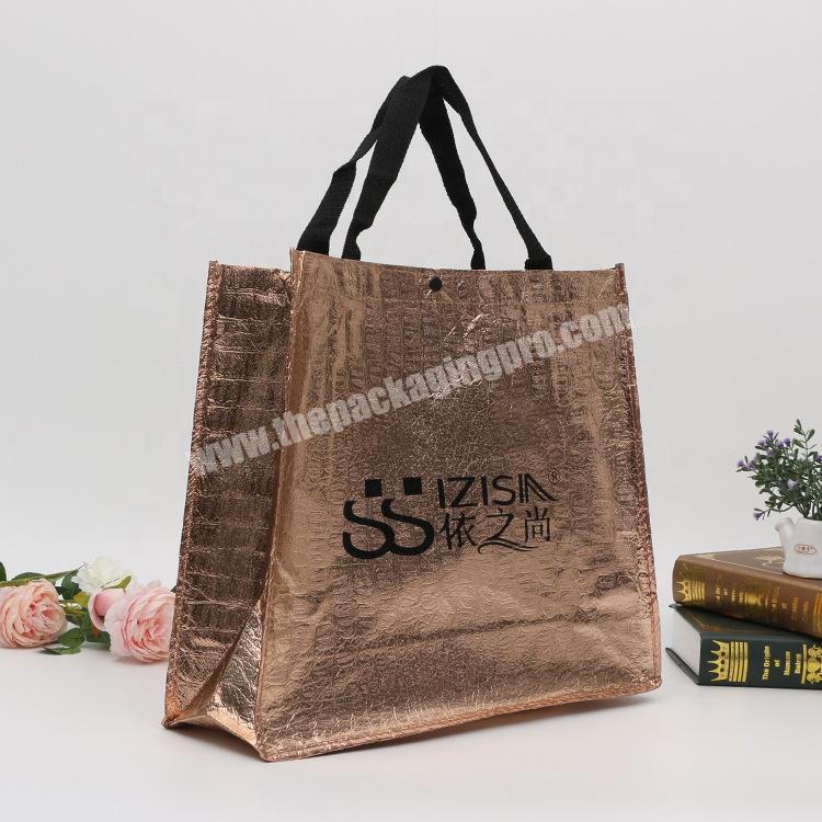 Personalized waterproof film design large non-woven clothing advertising shopping handbag with logo