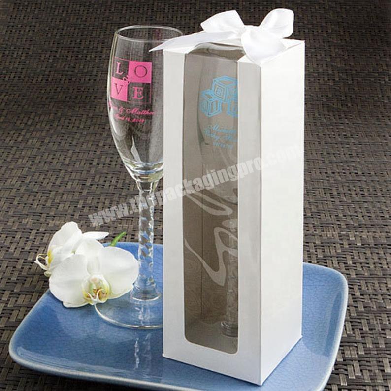 Personalized White Gift Box with Window For Champagne Flutes