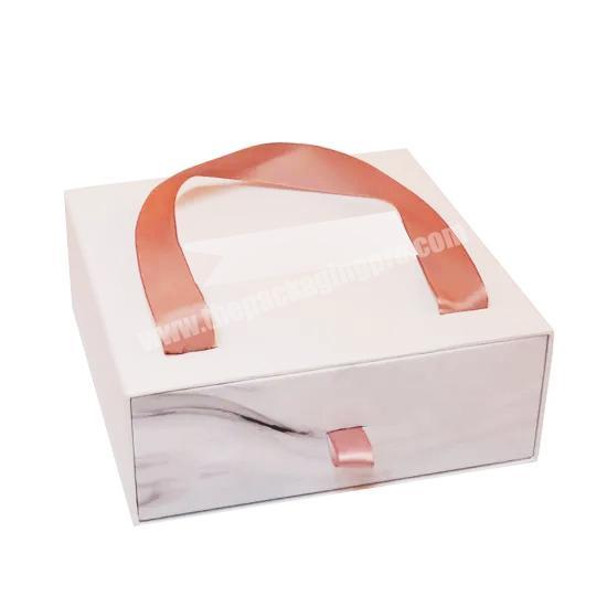 Photo box color printing drawer paper gift with ribbon handle rope gable boxes