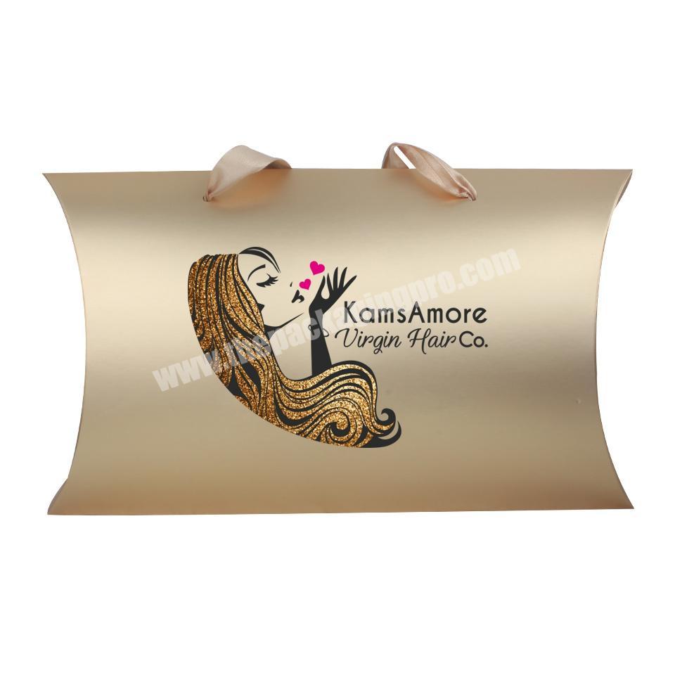 pillow shape gold custom boxes with logo packaging for hair