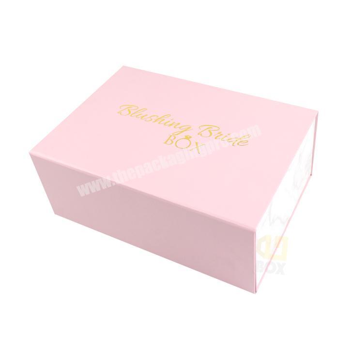 Pink And Blue Customized Service Ribbon Magnet Flat  Folding Box In China