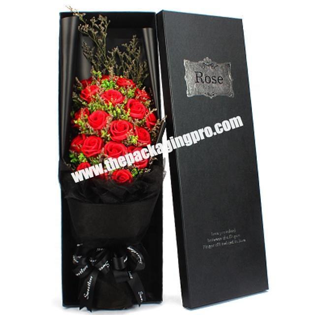 Pink black cardboard flower tube box for packaging roses valentine's Day Korean
