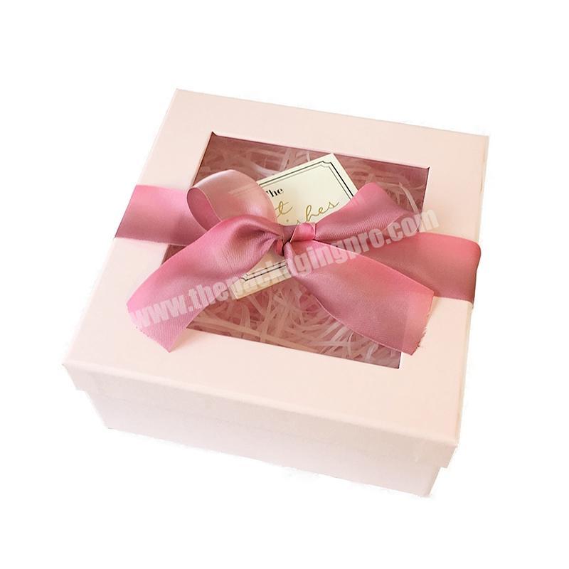 Pink C1S paper perfume box with window
