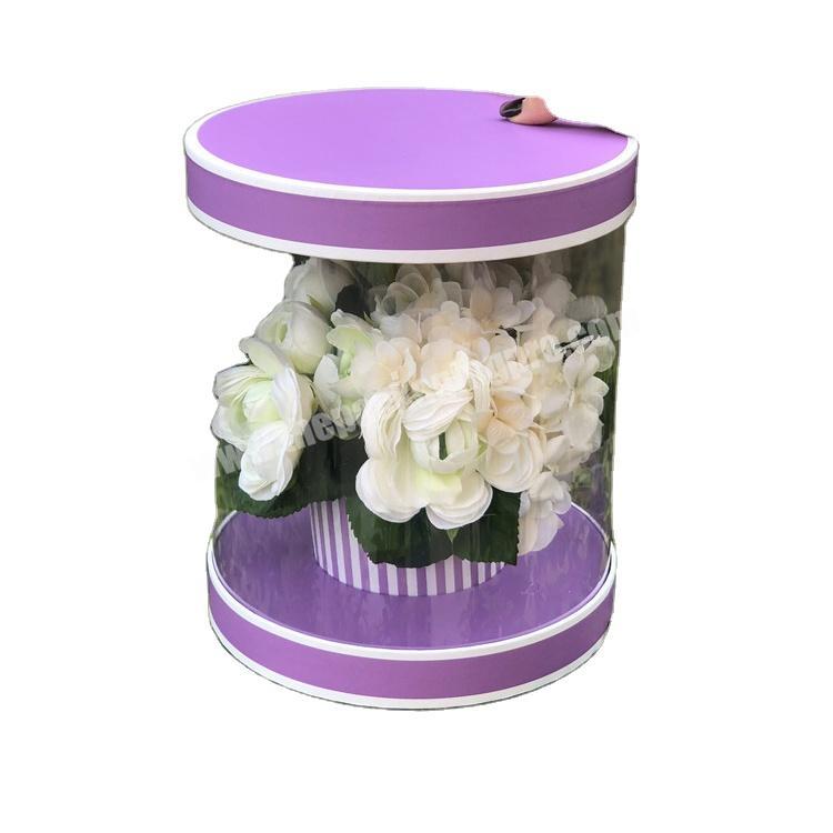pink cardboard manufacturer PVC wall flower packaging China cardboard round gift box