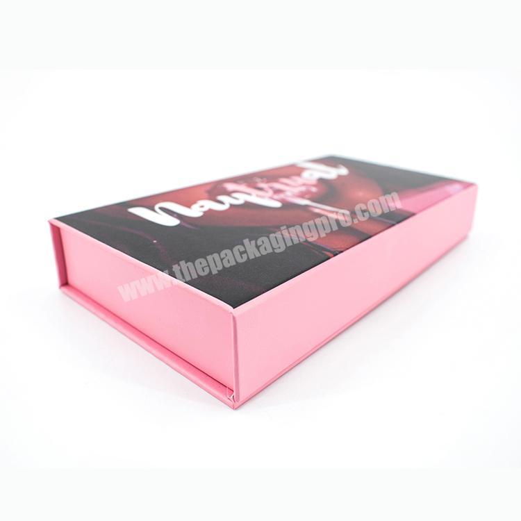 pink color logo printed cosmetic lipstick paper packaging box with custom inlay