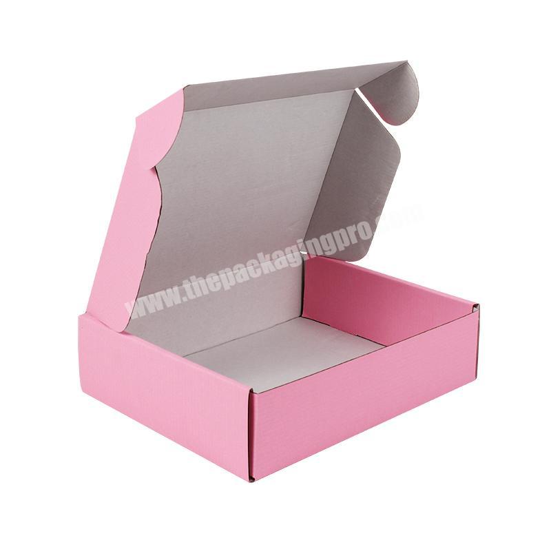 Pink corrugated customized design high quality tuck top gift shipping box