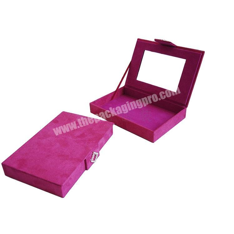 pink Cosmetic PU leather empty woman cosmetic young girl make up Packaging box with mirror